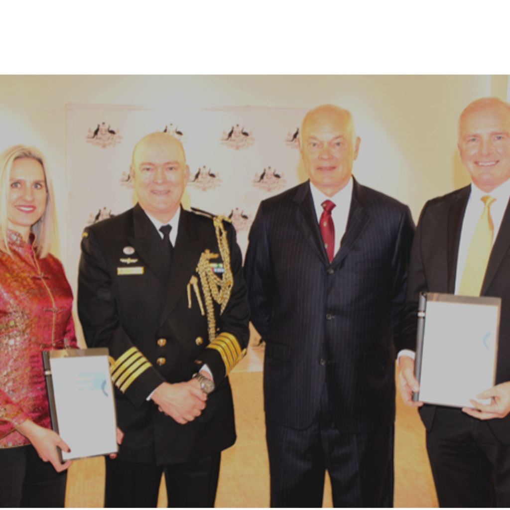 Adj Professor Kim Lovegrove MSE, RML and Captain David Turner with award recipients Judy Zakreski Executive Director ICC and Dominic Sims CEO ICC